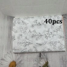 10/20/25/40/50/80 張白色花卉圖案薄棉紙，適用於 DIY 手作、派對禮物、花束包裝、衣物包裝及生日禮物裝飾 - 款式8 - 查看 8