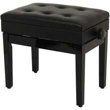 Height Adjustable Faux Leather Piano Stool With Storage - 56x34x(47-56)CM - Ver 3
