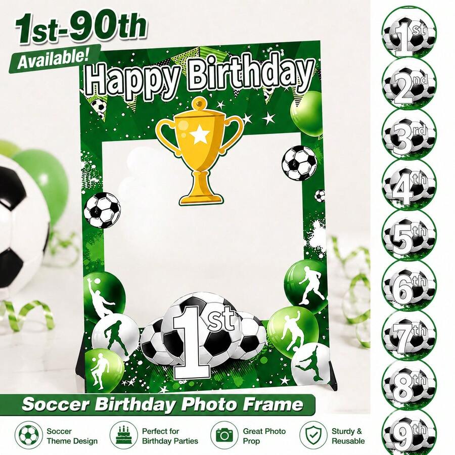 15pcs/1pc Bingkai Foto Dekorasi Ulang Tahun Desain Trofi Sepak Bola, Untuk Pesta Ulang Tahun ke-1/3/4/6/7/10 Bingkai Foto Sepak Bola Dekorasi Properti - beraneka warna - View 1