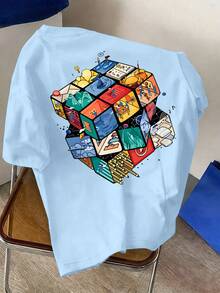 Boys' 3D Printed Crew Neck Short Sleeve T-Shirt, Suitable For Summer Outdoor Sports, Vacation And Casual Activities, Summer Top - Baby Blue - View 2