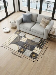 1pc Multicolor Geometric Patchwork Living Room Rug, Suitable For Kitchen, Dining Room, Bedroom, Room Holiday Decor, Indoor/Outdoor, Office, Lobby, Anti-Slip Doormat, Bathroom Rug, Hallway, Study Gaming Area Rug. - Multicolor - View 16