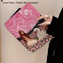 Pink Swirl, Flower And Swan, Girl Pattern Painted Effect Tablet Protective Case With Stand, Compatible With Honor 8/9/10/X8/X8A/X9/X8Pro/X9Pro, MatePad SE 11 Inch/MatePad 11 Inch/11.5 Inch, MatePad Pro, Apple 10th/11th Gen 2025 (A16), Galaxy Tab A7/A9 And Other Popular Models - Multicolor - View 7