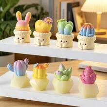 5/10 pezzi Carini Mini Ornamenti in Resina a Forma di Cactus in Vaso cartoni animati, Decorazione Raffinata di Piante Succulente in Miniatura, Regalo Ideale; Delicata Decorazione da Scrivania, Adatta per la Decorazione della Camera da Letto; Creativi Piccoli Ornamenti Artigianali Fatti a Mano, Decorazione per la Casa e Esposizione sulla Scrivania del Soggiorno; Piccola Scultura di Pianta in Vaso, Adatta per Libreria, Mobile, Scrivania, Regalo per l'Insegnante, Pianta Artificiale con Vaso - Multicolore - Visualizzare 2