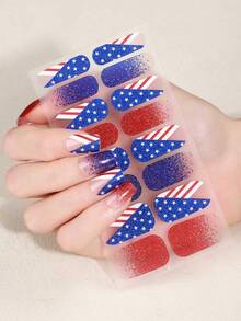 Pegatina de uñas de gel sin horneado color rosa coral, película de aceite de uñas, pegatina de uñas impermeable, pegatina de unicolor, polvo de cebolla verde, pegatina de salto de color degradado completa - Multicolor - Ver 6