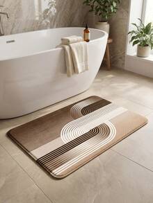 1pc Minimalist Bathroom Rug, Multi-Functional Vertical Striped Home Bedroom Mat, Faux Cashmere Bathroom Mat, Door Mat, Kitchen Floor Mat - A - View 2