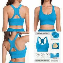 Sports Bra For Women Workout Bras Sexy Wide Straps Yoga Bras With Removable Padsand Adjustable Straps - Blue - View 1