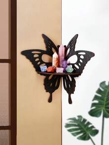 1PC/2PCS DIY Floating Shelf/Shelves, Black/White Minimalist Lotus Design Wall-Mounted Display Rack (Nails Not Included), Hollow Floating Shelf, Lotus Corner Storage Rack, Suitable For Candle Holder Decoration Shelf, Home Cozy Decor Corner Shelf, Small Ornament Display Storage Rack, Living Room Display Shelf - Multicolor - View 7