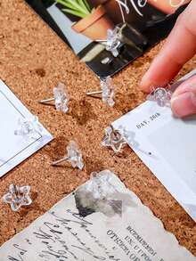 200/50pcs Transparent Five Pointed Thumbtacks Cork Wall Nails Special-Shaped Thumbtacks Transparent Thumbtack Art Student Painting Large Extension Creative Cute Thumbtack Office Supplies Push Pins For Bulletin Board Thumb Tacks For Corkboard Calendar - Star - View 5