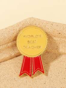1pc World's Best Teacher Brooch, Creative Personalized Gold Medal Badge, Perfect Gift Choice, Teacher's Day Commemorative Accessory - Multicolor - View 5