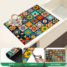 1pc Plaid Pattern Diatomaceous Earth Drying Mat, Non-Slip Heat-Resistant Absorbent Pad, Suitable For Kitchen Countertop, Coffee Machine, Tableware, Home Cafe Bar Party Decor Placemat Gift - Multicolor - View 5