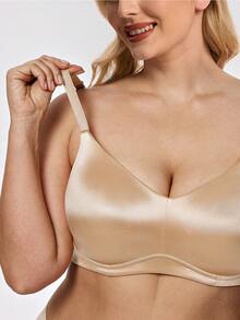 Wingslove Plus Size Seamless Comfortable Wireless Bra, No Padding Full Coverage U-Back Convertible Cross Strap - Champagne - View 2
