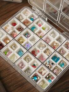 48-Grid Nail Art Compartment Storage Box, Dedicated Organizer For Nail Rhinestones, Sequins, Stickers, Home Nail Tool Classification Storage Box, Independent Compartments Dust-Proof Easy Access - Multicolor - View 5