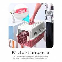 Portable Pet Carrier Cage For Dogs, Cats, Rabbits - Rose Red - View 5