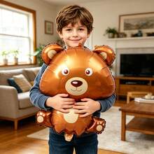 1pc 32 Inch Brown Bear Aluminum Foil Balloon, Cartoon Animal Shaped Balloon, Suitable For Birthday Party, Photo Decoration - Multicolor - View 4