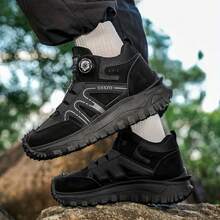 STARNOVO Men's Rotary Buckle High-Top Hiking Shoes, Non-Slip Thick Sole Outdoor Sports Shoes - GS-801 Black - View 5