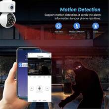 Cámara de WiFi con lente dual de 2MP+2MP, compatible con seguimiento de personas por IA, visión nocturna a color y audio bidireccional, adecuada para del hogar - regalo perfecto - Blanco - Ver 8