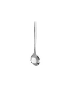 1 pieza/5 piezas Cuchara de acero inoxidable con fondo plano creativa para revolver té con leche, cuchara pequeña redonda para helado y postre - Plateado - Ver 12