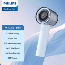 PHILIPS USB Rechargeable Handheld Fan Small Portable Desktop Fan Adjustable 1 To 100 Wind Power Display Power Summer Camping Travel Outdoor Indoor Tools, 3000mAh Battery, 158g, Lightweight And Convenient - Multicolor - View 13