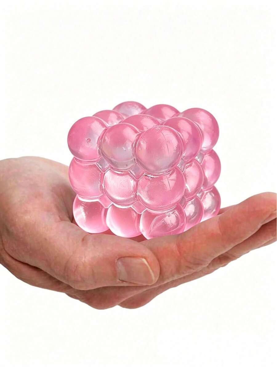 4-Color Transparent Bubble Ball Set – 5cm Soft Bouncy Cube Containing Multiple Spheres, Soft Stress Relief Hand Activity Toy Suitable For Teens
