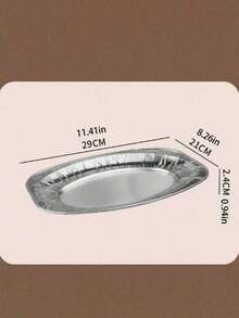 Silver Oval Aluminum Foil Baking Tray, Suitable For Air Fryer, Grill, Oven, BBQ, All-Season Use, Air Fryer Accessory, Easy Clean Baking Tray, Multi-Purpose Cooking Dish, For Heating, Storage, Outdoor BBQ, Birthday Party - B - View 4