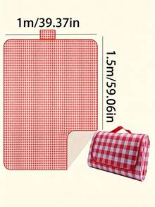 Tikar Piknik Anti Pasir - Motif Kotak-kotak Kuning & Putih dengan Pinggiran Oranye - Dapat Dilipat, Kain Non-Anyaman Tahan Lama, Cocok untuk Berkemah, Mendaki, Aktivitas Luar Ruangan - Cuci dengan Tangan, Perlengkapan Penting untuk Berkemah di Luar Ruangan | Motif Kotak-kotak | Kanvas Tahan Lama - MultiWarna - View 9