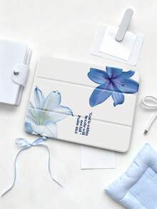 Exquisite Cute Cartoon Blue Flower Letter Double-Sided Acrylic Transparent Crystal Back Cover, Shockproof And Durable, Compatible With IPad 7th Generation, 8th Generation (10.2 Inch) And 10th Generation. It Has A Built-In Pen Slot, Supports Sleep/Wake Function And Multiple Folding Stand Modes. It Is An Ideal Gift For Others. - Multicolor - View 6