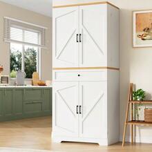 High-End Kitchen Unit With 12 Doors And Drawers (80 X 40 X 180 Cm), Modern Storage Unit For Snacks, Made Of MDF And Chipboard, Sideboard For Dining Room, Kitchen Or Living Room. - White - View 3