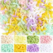 100 Pcs 8 Colors Sheer Organza Mini Bows Lightweight Semi-Transparent Ribbon Bows 1.38x1.38 Inch DIY Craft Accents, Soft Pastel Colors, For Hair Accessories Gift Wrapping DIY Crafts Party, Birthday, Christmas, Wedding, Valentine's Day - Bow - View 2
