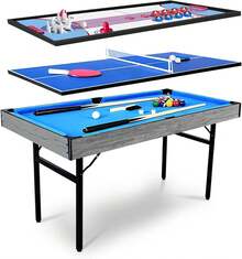 HLC 5-In-1 Multi-Sports Game Table,5FT Folding Combo Pool/Snooker Multi Sports Game - Billiard Table, Hockey Table, Table Tennis Table, Shuffle Board And Bowling - Blue - View 5