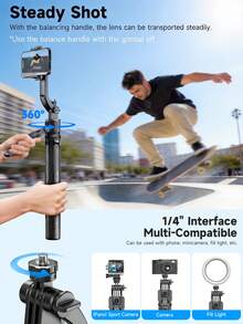 TOKQI Tripod Ponsel Tongkat Selfie Nirkabel 1635mm, Monopod Lipat yang Dapat Diperpanjang Cocok untuk Smartphone, Kamera Pelacak Wajah Otomatis, Dudukan Ponsel Rotasi 360° dengan Pemotretan Stabil dan Seimbang serta Siaran Langsung, dengan Kontrol Jarak Jauh, Ideal untuk Liburan Musim Panas, Perjalanan, Aktivitas Luar Ruangan, Siaran Langsung, dan Acara Lainnya. (1 buah) - Satu-Ukuran - View 5