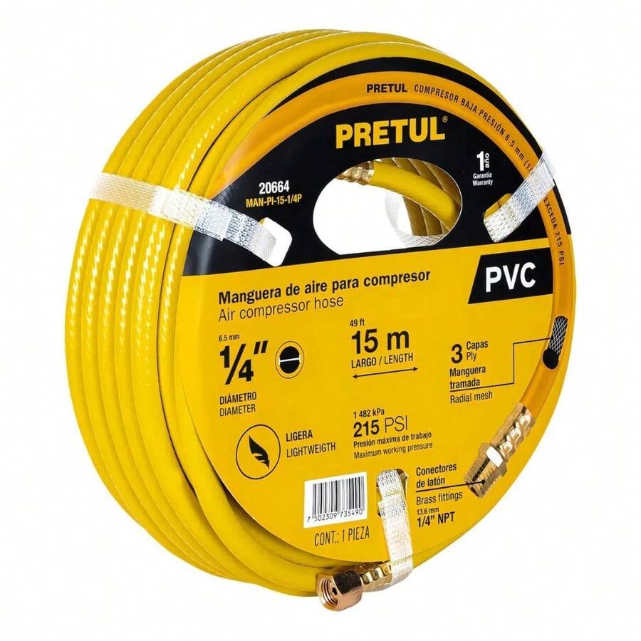 Pvc Hose For Compressor, 15 M X 1/4, Pretul 20664 Yellow Color - 黃色 - 查看 1