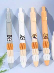 4pcs Cute Puppy Pattern, Fresh Style, Black 0.5mm Retractable Quick-Dry Gel Pens, Suitable For Students, Back To School - A - View 11