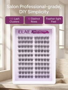 ELAE 100Pcs Individual Lash Clusters 10 Rows Natural C Curl Eyelash Extensions DIY At Home Salon Quality Wispy False Eyelashes Pack - 細長睫毛 - 查看 7