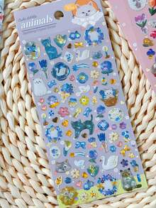 Cute Animal Cat Rabbit Forest Crystal Stickers 3D Epoxy Resin Stickers Scrapbook DIY Planner Stationery Decoration Stickers School Gift - Multicolor - View 5