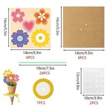 6pcs Sunflower Bouquet DIY Craft Kit, Includes Paper Flowers, Greeting Cards, Tags, And Ribbons. Suitable For Spring Weddings, And Party Decorations. Vase Not Included. Floral Arrangement Craft Kit - Floral Set - View 6
