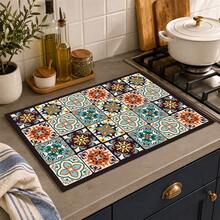 1pc Plaid Pattern Diatomaceous Earth Drying Mat, Non-Slip Heat-Resistant Absorbent Pad, Suitable For Kitchen Countertop, Coffee Machine, Tableware, Home Cafe Bar Party Decoration Placemat Gift - Multicolor - View 4