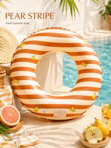 Plaid Flower & Striped Pear Adult Oversized Reclining Thick Life Jacket, Summer Inflatable Arm Floats Made Of PVC Material, Portable Swimming Equipment Inflatable Swim Ring, Unisex Arm Floats For Summer Water Sports, Pool Party, Beach Party, Swimming Pool, Beach, Summer Swim Ring - Multi-colored Swim Rings - View 2