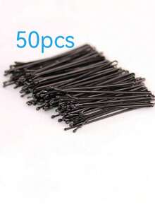 Braiding And Updo Tools, Black Hair Clips, Flat Hair Clips, 50pcs Small Black Metal Hair Pins, Thickened Style, Suitable For Studio Updo Styling, Invisible Hair Clips - Black - View 6
