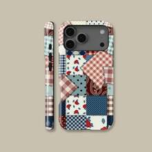 Simple Style With Colorful Patchwork Checkered Pattern Floral Design Cover For IPhone 17 16 15 14 13 12 11 Pro Max, Floral Cover For Samsung S21 S22 S23 S24 S25 Ultra Case - 堅固光滑的手機殼 - 查看 1