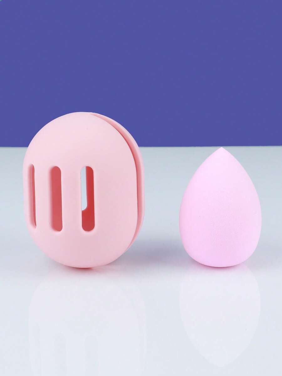 2 Pieces Of Cosmetic Sponge Bracket With Cosmetic Eggs, Double-Sided Breathable Silicone Cosmetic Mixer Protective Cover, Suitable For Travel Or Daily Life, Shatterproof Cosmetic Travel Box Is Quick-Drying And Easy To Carry. - Multicolor - View 1