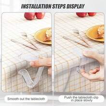 Juego de 4 piezas de clips de plástico transparente antideslizantes para mantel, hebillas reutilizables a prueba de viento y antideslizantes para fijar y estabilizar el mantel, adecuadas para mesa de cocina y comedor, patio exterior, picnic, camping, boda, restaurante y fiesta de vacaciones - A - Ver 6