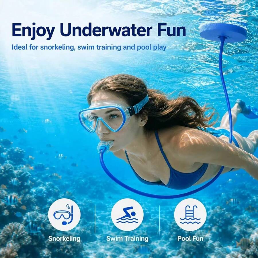 Anti-Tangle Snorkel With Surface Marker Buoy, Suitable For Snorkeling, Freediving And Underwater Use - Blue - View 1