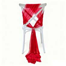 10 piezas de bandas de tul para boda, cinta decorativa para respaldo de silla, tela de queso rectangular, accesorios rústicos para fotografía, decoración elegante para cena de aniversario, fiesta de graduación, barbacoa, ceremonia y recepción - Rojo - Ver 5