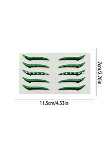 1pc Dark Green Black Rhinestone Eyeliner Face Decoration Sticker, Diamond Eyeliner Sticker, Reusable Eyeliner Sticker, Easy To Use, Suitable For Women's Makeup And Eye Decoration - 彩色 - 查看 9