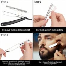 Old Fashioned Manual Shaver, Stainless Steel Blades, Non Slip Folding Vintage Barber Straight Edge Razor Holder Manual Shaver For Men Barbershop Razor Washable Shank Is Easy To Use Razor - Safety Razor - View 6