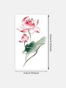 1 Hoja de Pegatina de Tatuaje Temporal de Loto Rosa, Tatuaje Falso Floral Estilo Chino Impermeable y Duradero, Calcomanía de Arte Corporal para Mujeres Tobillo Brazo - Multicolor - Ver 5