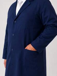 Men's Plus Size Gabardine Twin Professional Medical Coat, Sizes G1 To G5, Various Colors - 藏蓝色 - 查看 4