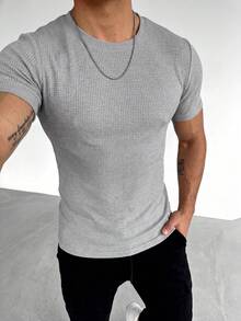ZYNTH BALENO Men's Summer Fashion Slim Fit Short Sleeve T-Shirt, Suitable For Outdoor Sports And Gym Workouts - Light Grey - View 7