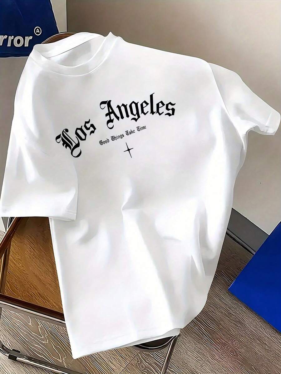 Camiseta básica para hombres, top versátil, ropa de verano para hombres playera de méxico - Blanco - Ver 1