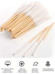 60pcs/Bag Multi-Purpose Disposable Cotton Swabs, Wooden Handle Precision Cleaning Swabs For Nail Polish Cleanup, Lip & Eyeliner Correction, Essential For Nail Art, Tattoo, Beauty And Home Detail Cleaning Tasks - Multicolor - View 3